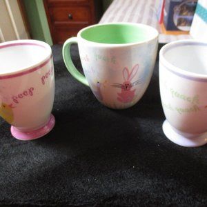 Lot of Three Spring 2007 Starbucks Coffee Tea Mugs Chicks Bunny Easter